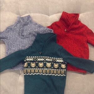 Cozy 12 month Sweater Set - Red, Green, blue